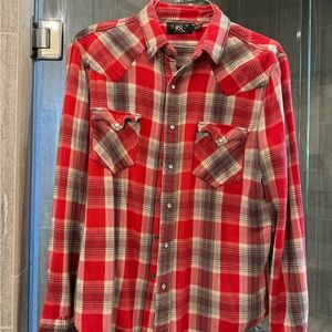 Ralph Lauren Double RL Red and Gray Plaid Shirt